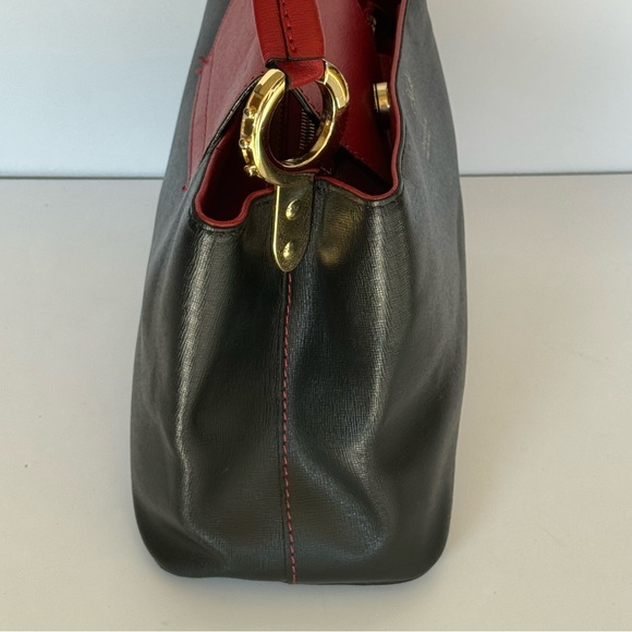 Vera Pelle Black and Red Leather Handbag - Picture 5 of 11